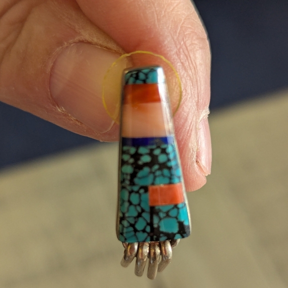 Vintage Native American Multistone Dangle Earrings - Picture 5 of 8